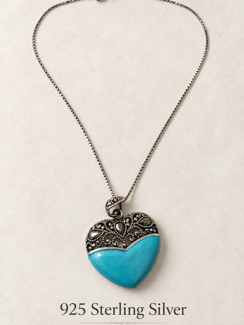Sterling Silver Turquoise Heart Necklace